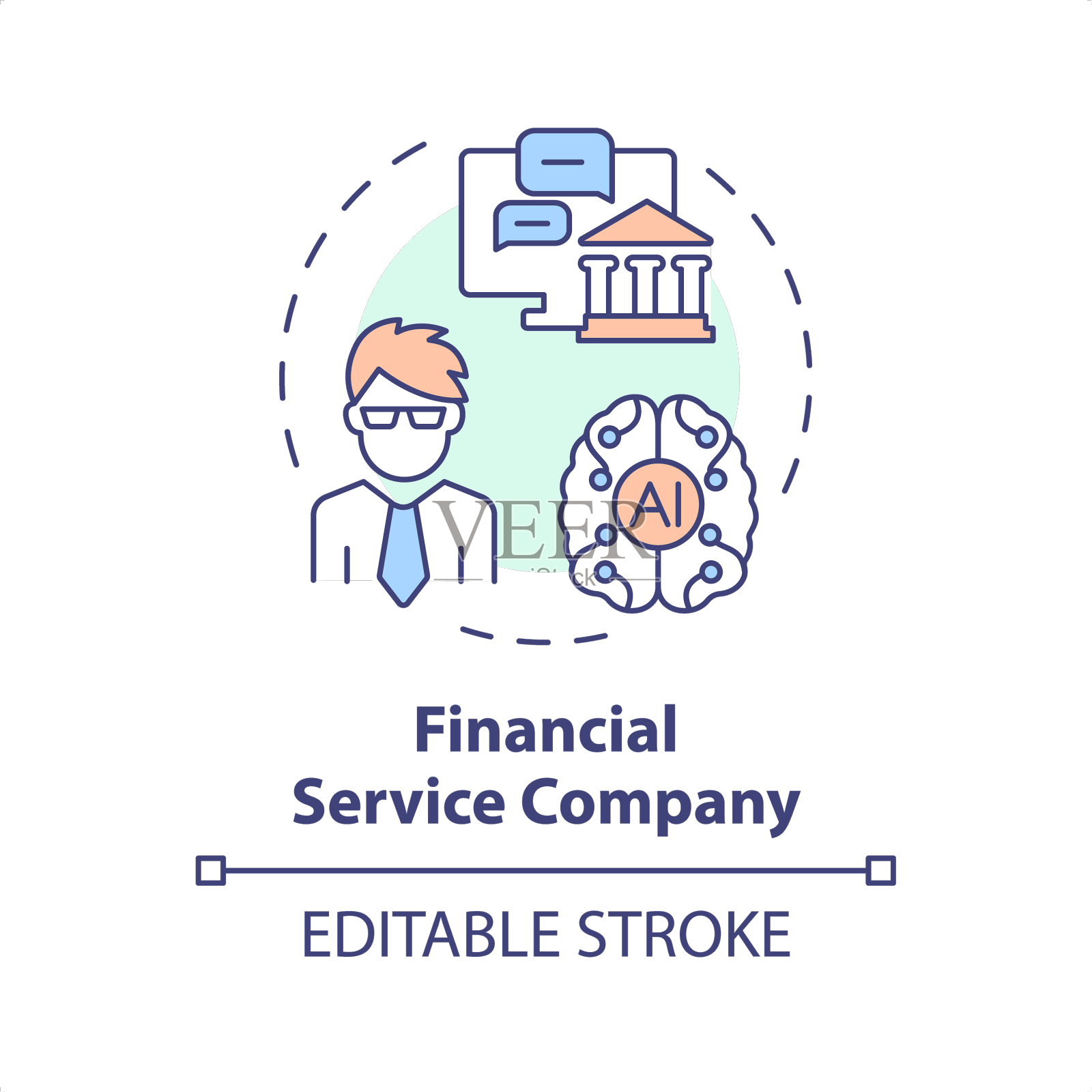 2d彩色细线图标金融服务设计元素图片