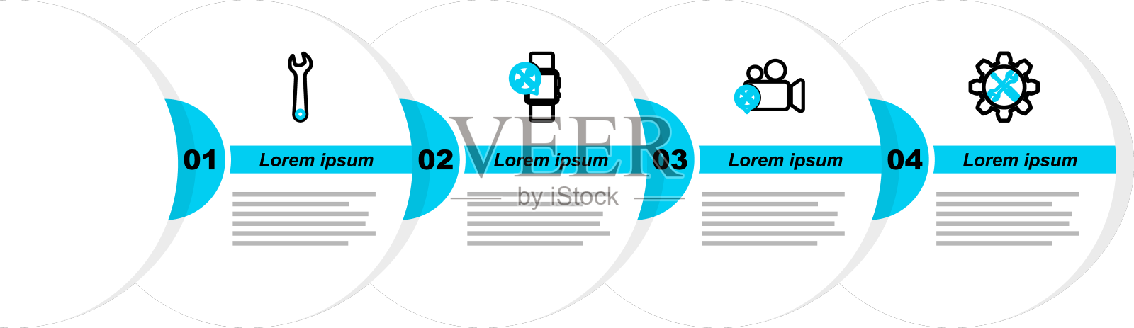 在齿轮视频中设置线扳手和螺丝刀设计元素图片