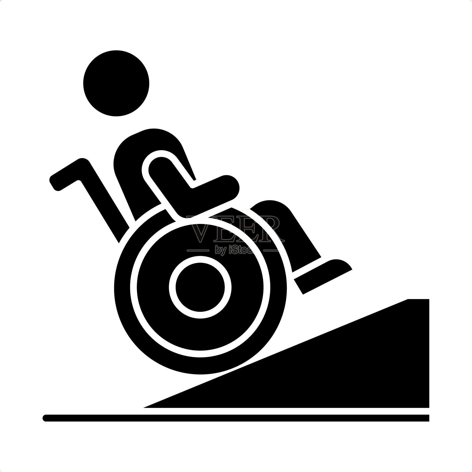 2d简单的字形风格黑色障碍坡道图标设计元素图片