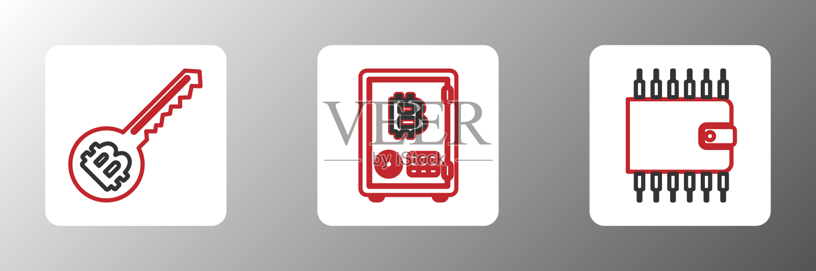 设置行加密货币钱包密钥和证明设计元素图片