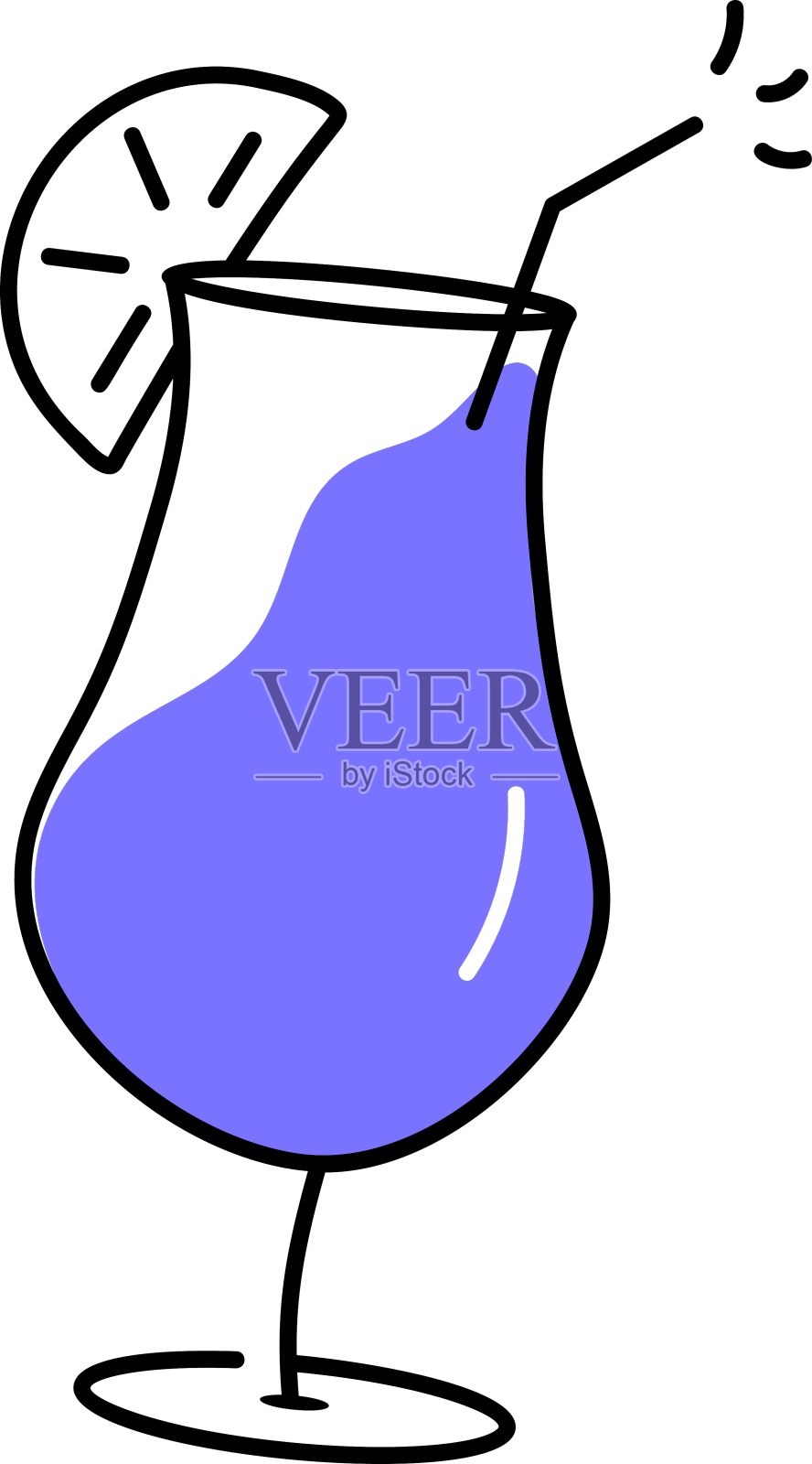 看看这个鸡尾酒杯的草图图标设计元素图片