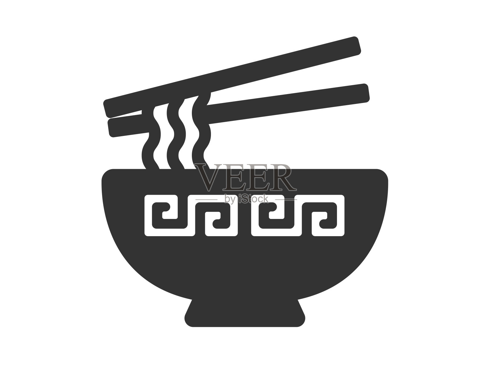 碗里的拉面图标(彩绘)。插画图片素材