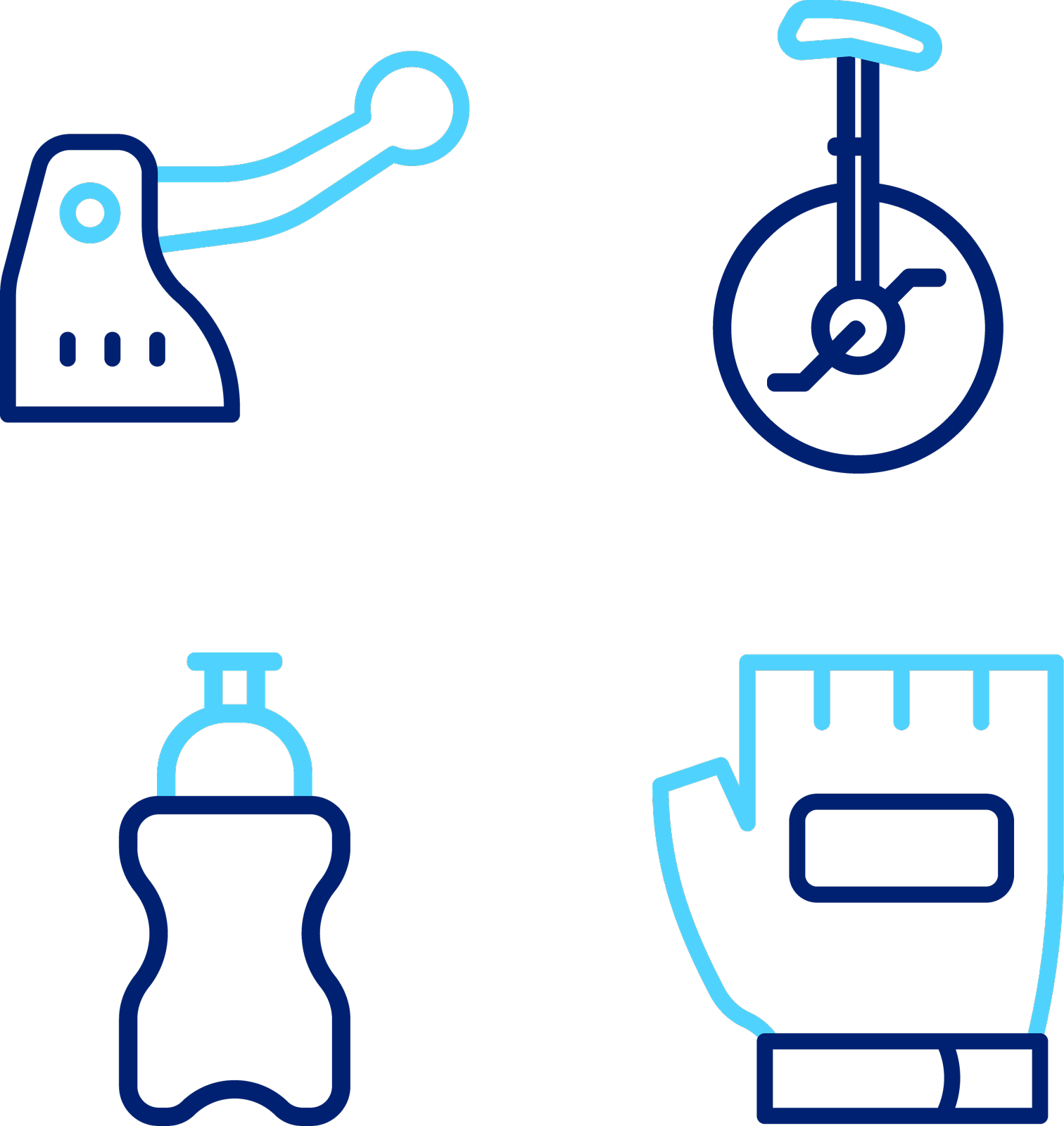 套线手套运动瓶与水独轮车设计元素图片