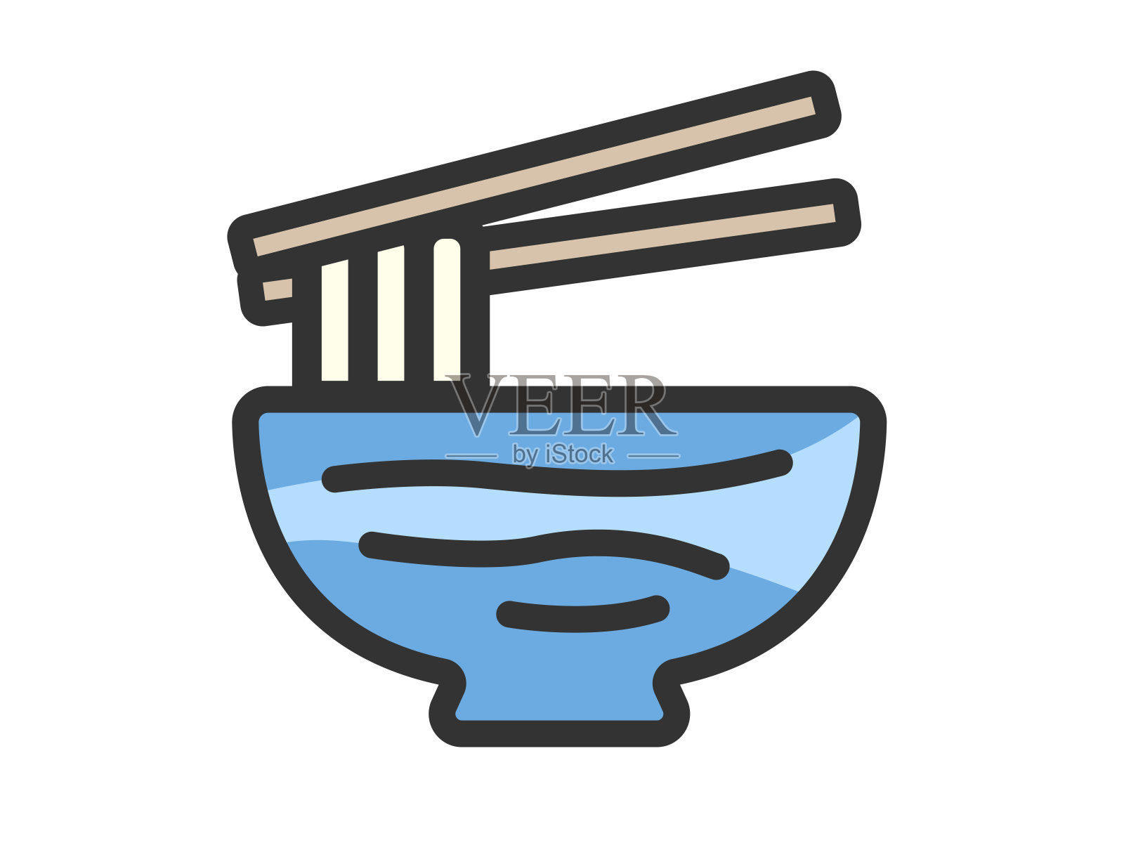 碗中的乌冬面图示。插画图片素材