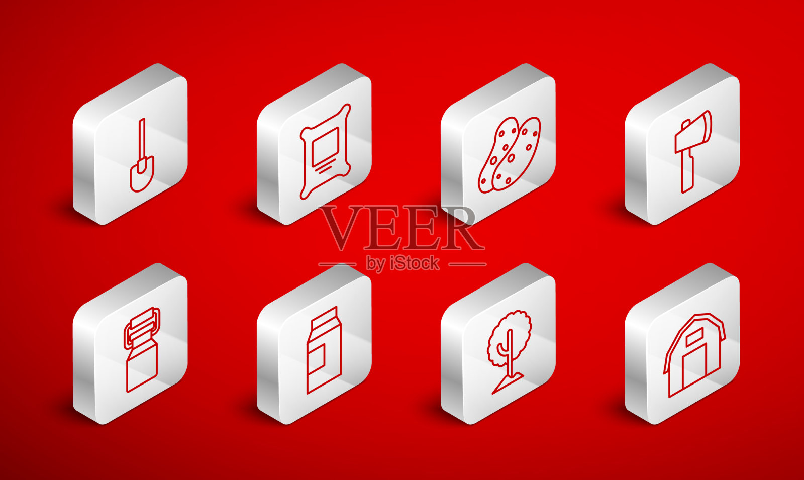 套线农家肥袋马铃薯插画图片素材