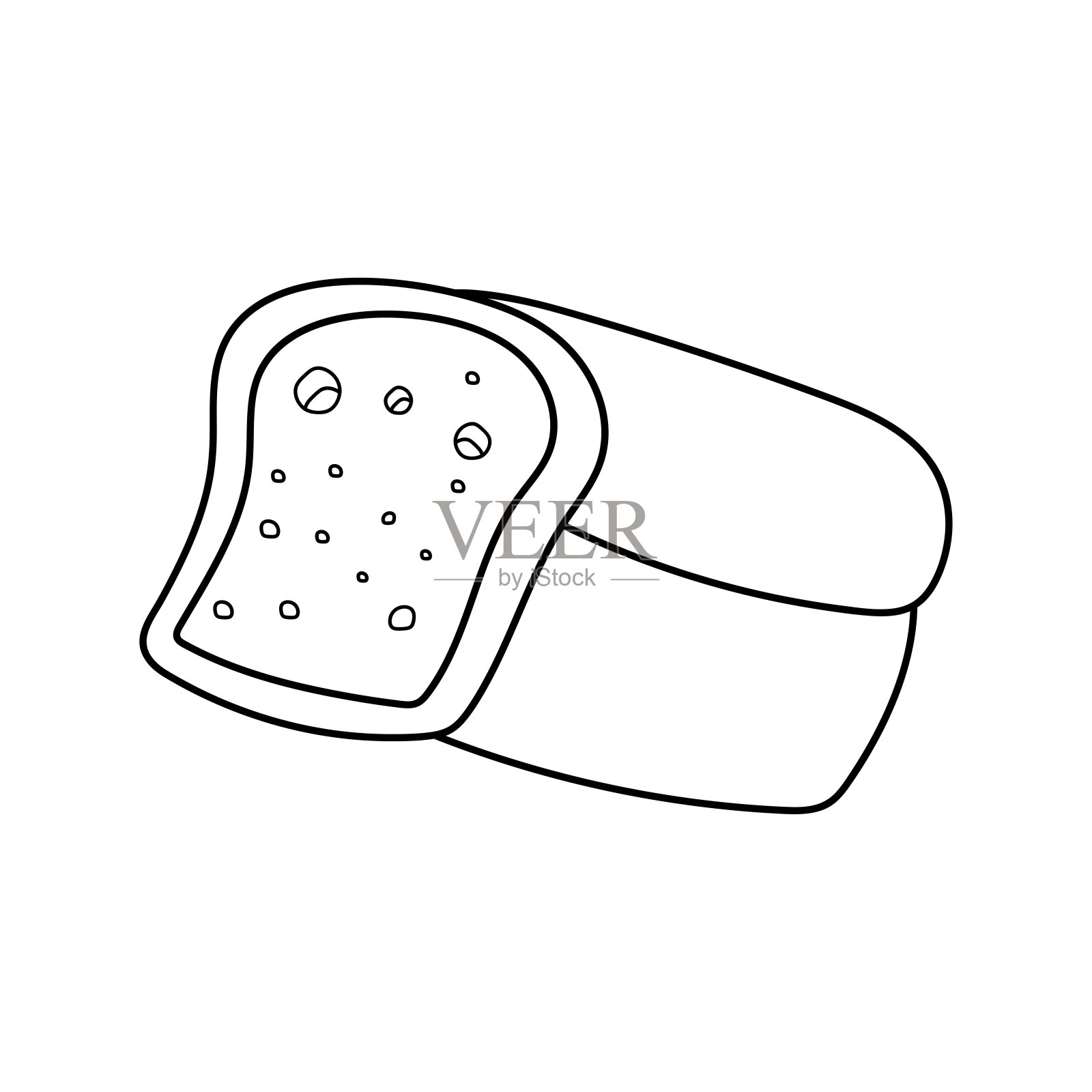 手绘儿童绘制卡通矢量插图蓝莓面包图标隔离在白色背景插画图片素材