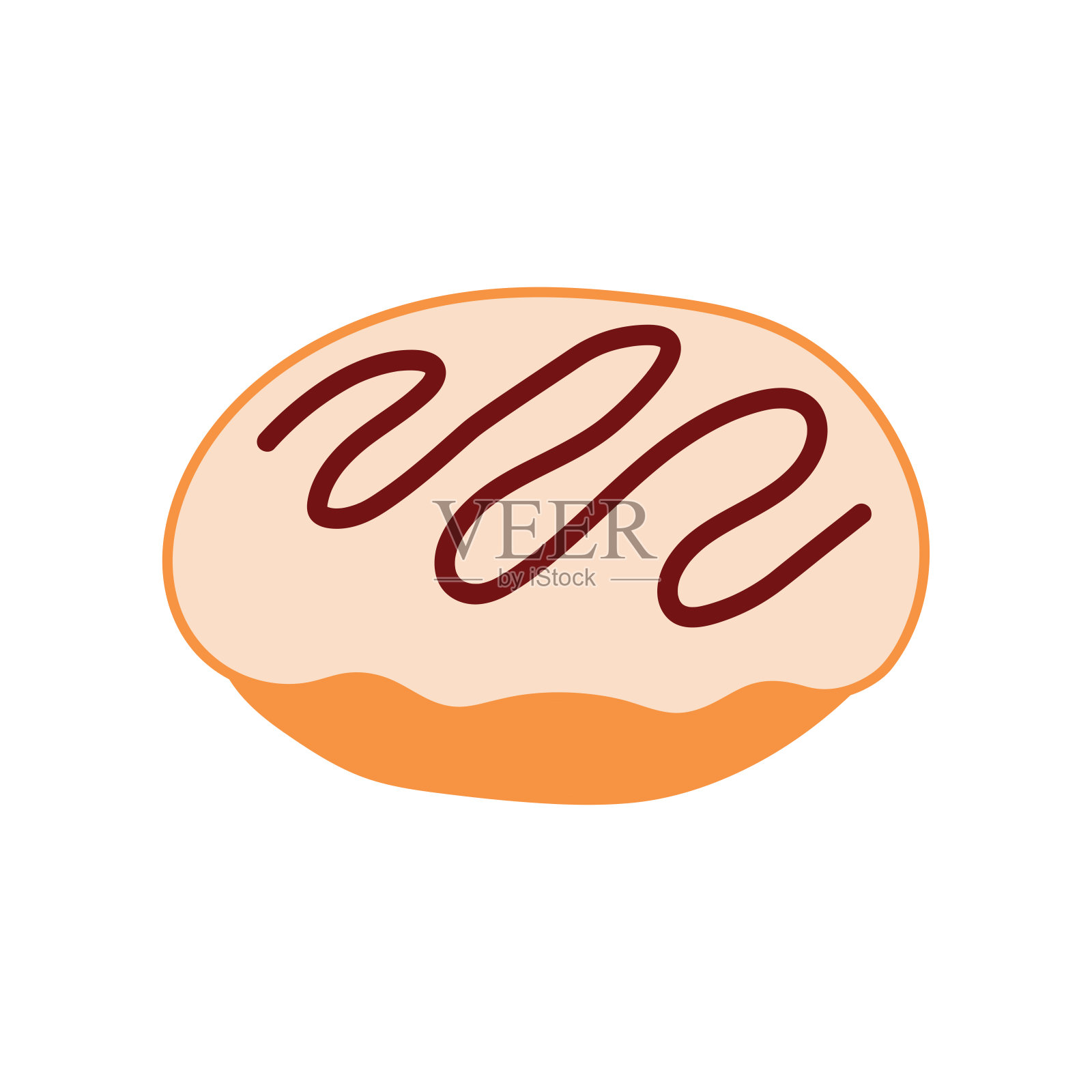 孩子们画卡通矢量插图釉面甜甜圈图标隔离在白色背景插画图片素材