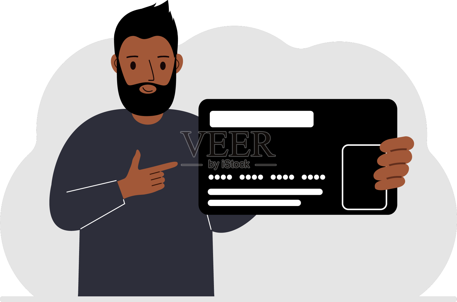 一个男人手里拿着一张很大的塑料信用卡设计元素图片