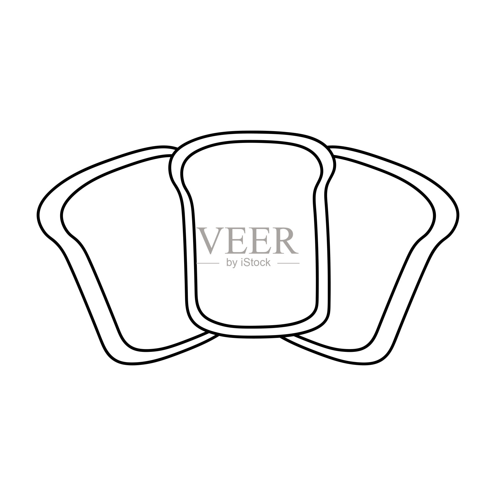 手绘儿童绘制卡通矢量插图三片面包图标隔离在白色背景上插画图片素材