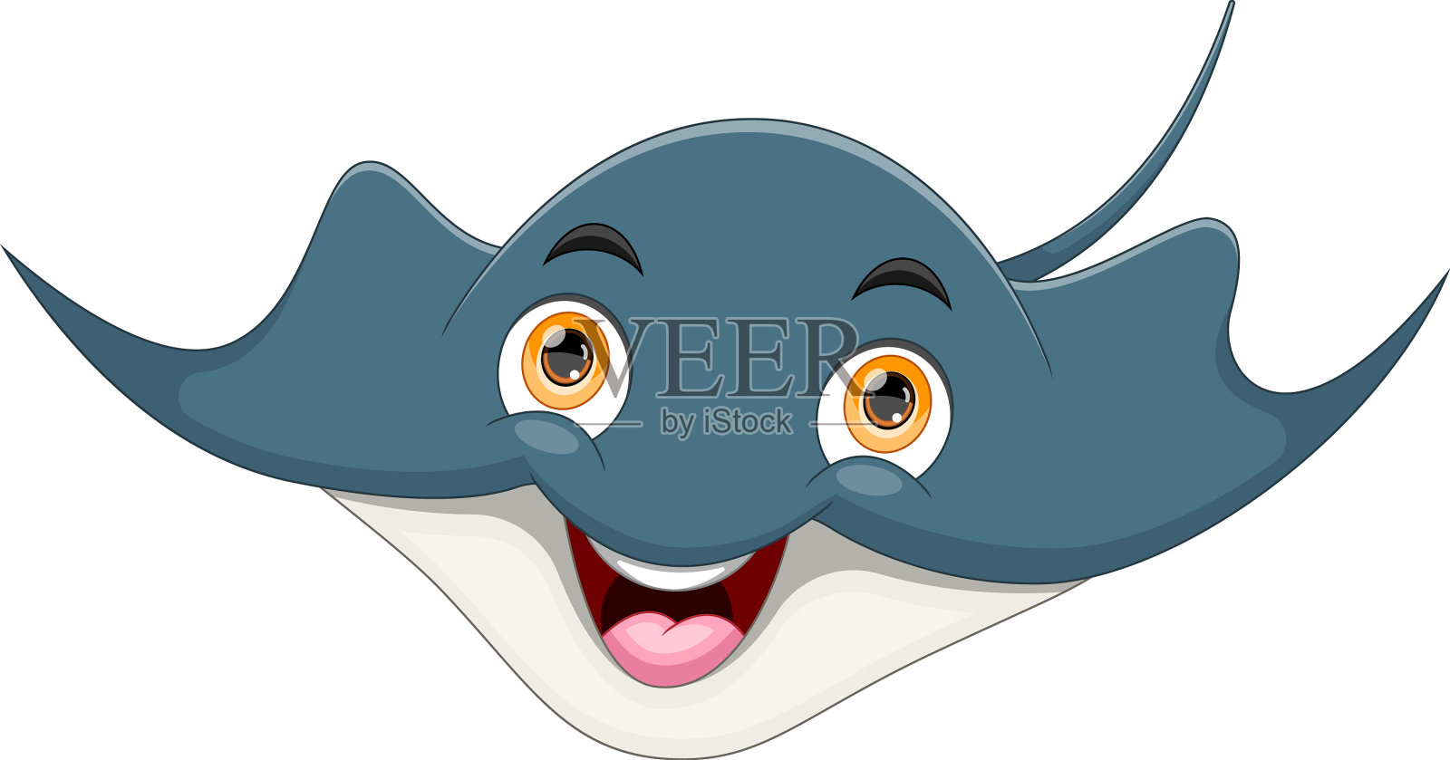 可爱的黄貂鱼卡通插画图片素材