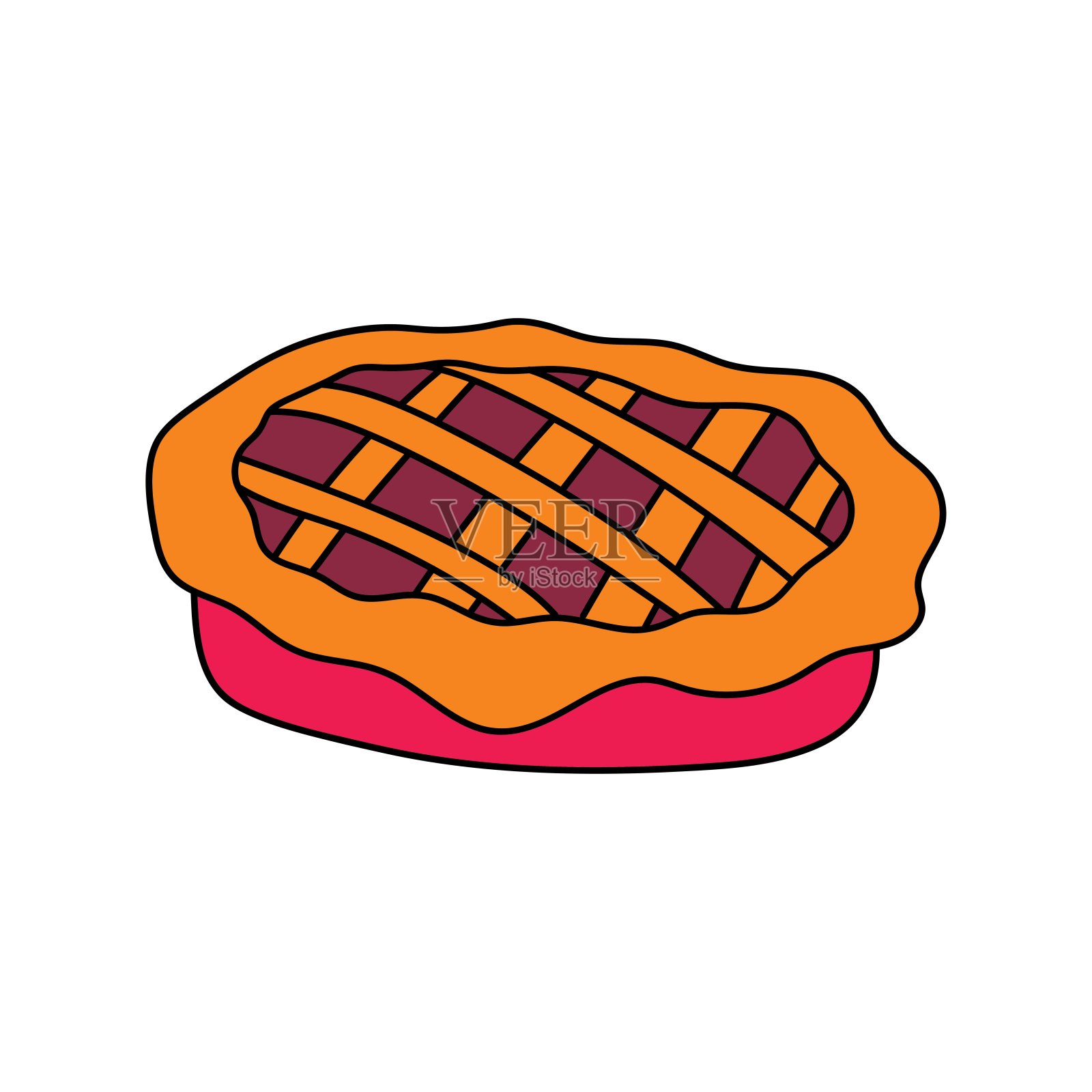 孩子们画卡通矢量插图可爱的饼图标隔离在白色背景上插画图片素材