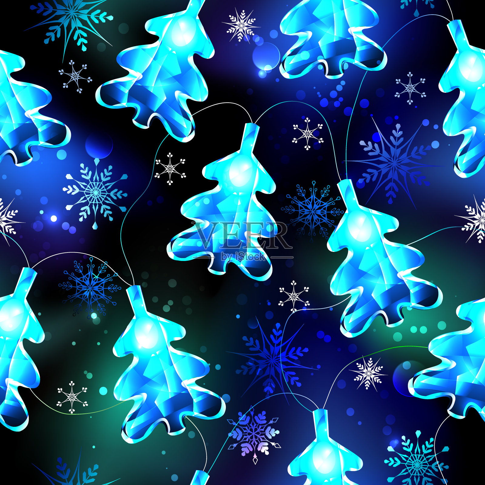 与圣诞树彩灯无缝衔接插画图片素材