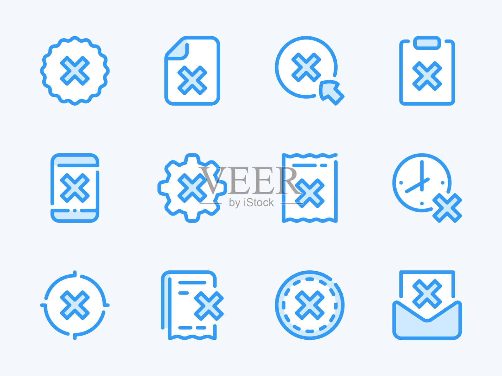 取消和拒绝矢量线图标。插画图片素材