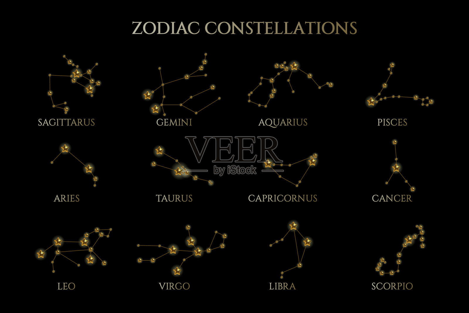 十二星座的一组插画图片素材