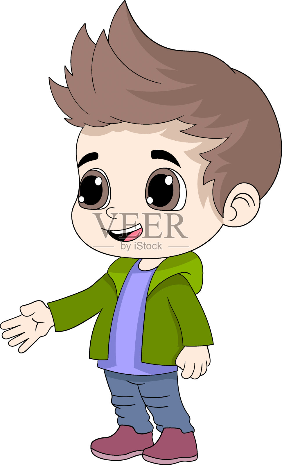 一个穿夹克的棕色头发的男人要求和他握手插画图片素材