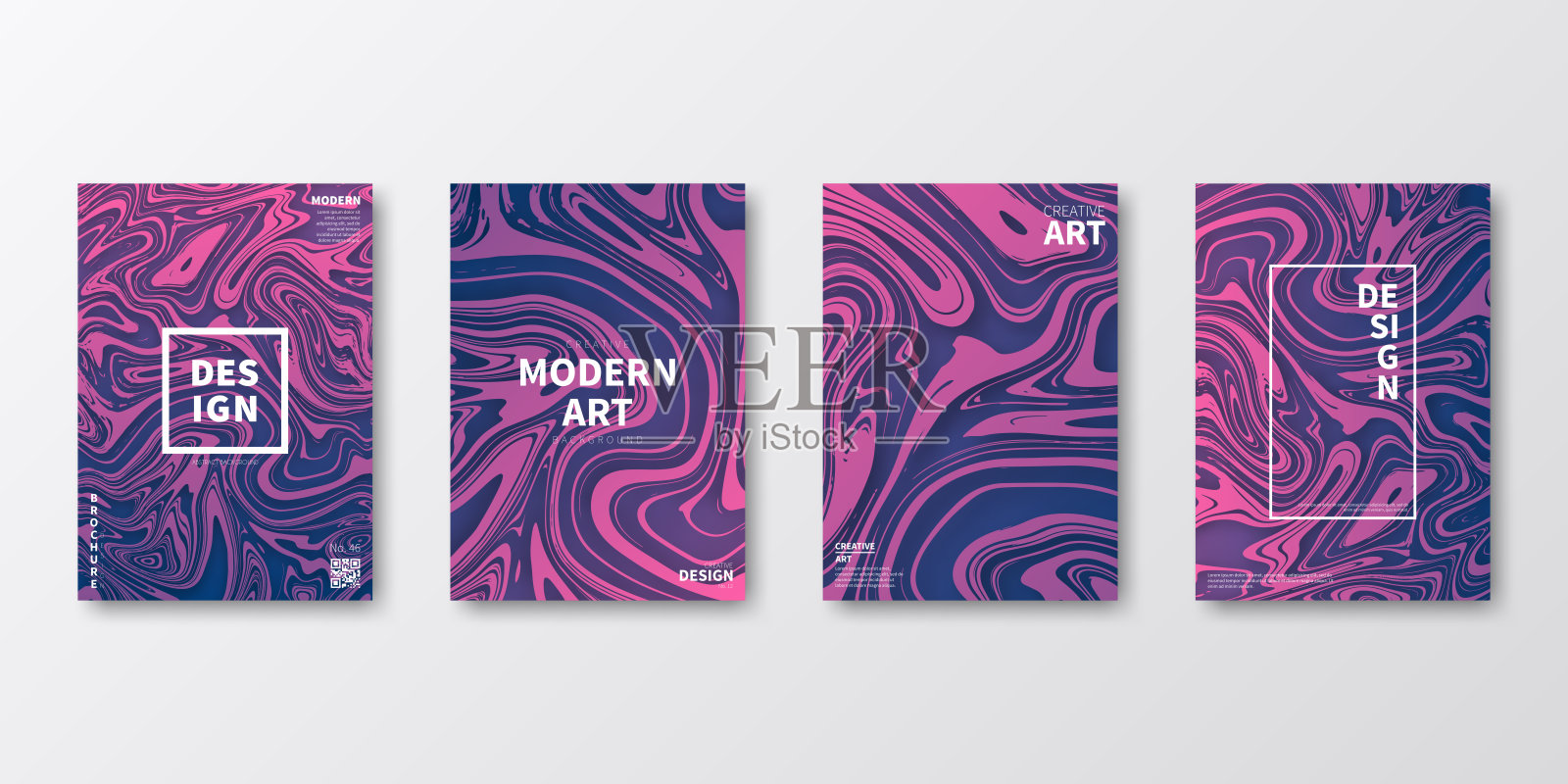 宣传册模板排版，紫色封面设计，商业年报，传单，杂志插画图片素材