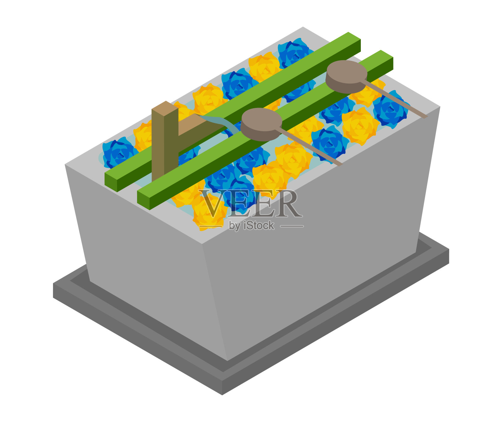 等距玫瑰花手洗插画图片素材