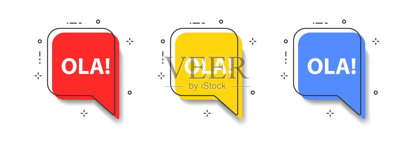 奥拉演讲泡沫。好的消息。聊天贴纸。在网站上发表评论。与人讨论。气球。矢量插图。插画图片素材