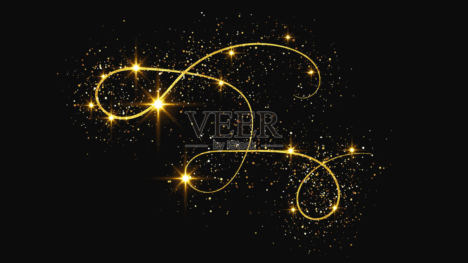 金光闪闪的纸屑波和星尘插画图片素材