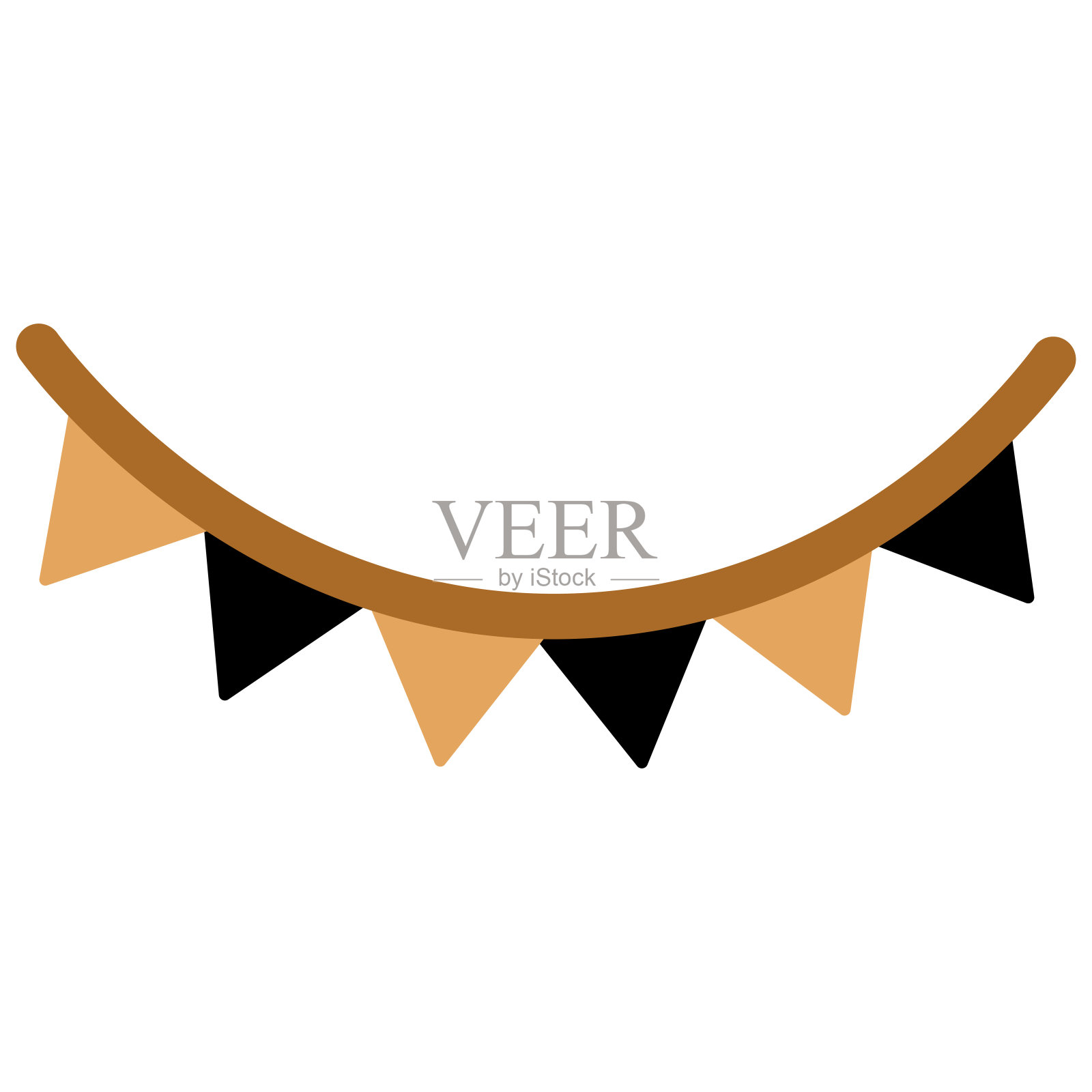 豪华花环串与旗帜波西米亚风格的图标插画图片素材