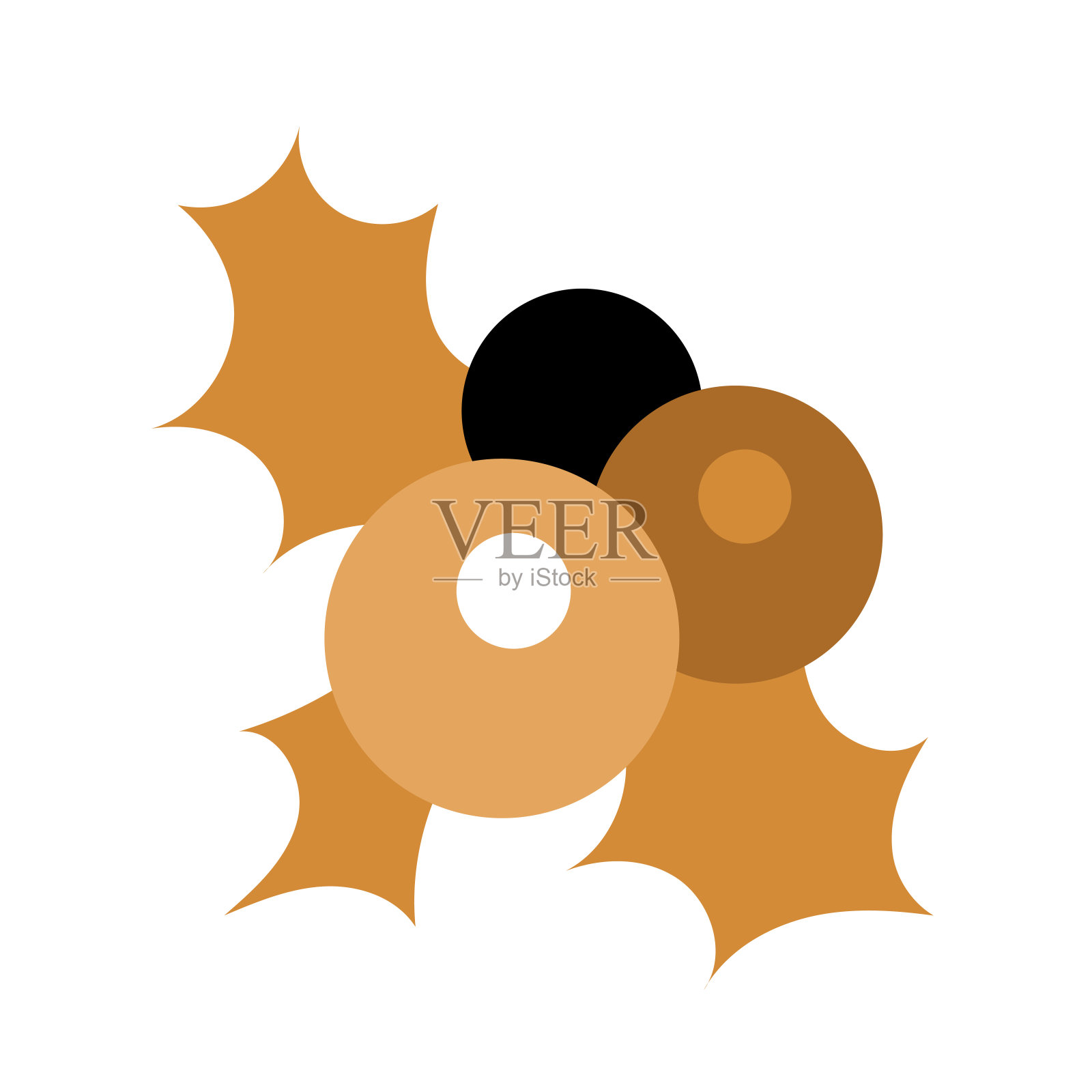 豪华冬青浆果与叶子波西米亚风格的图标插画图片素材