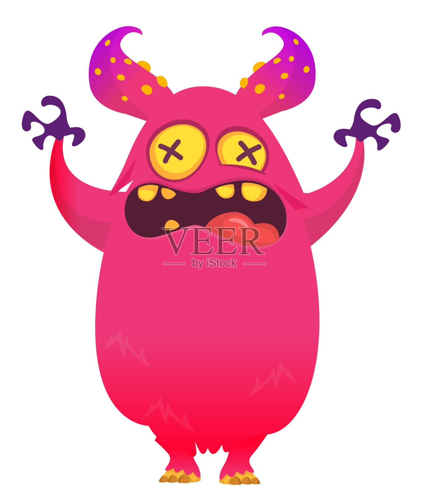 愤怒的卡通怪物角色。外星人的插图。万圣节矢量设计隔离插画图片素材