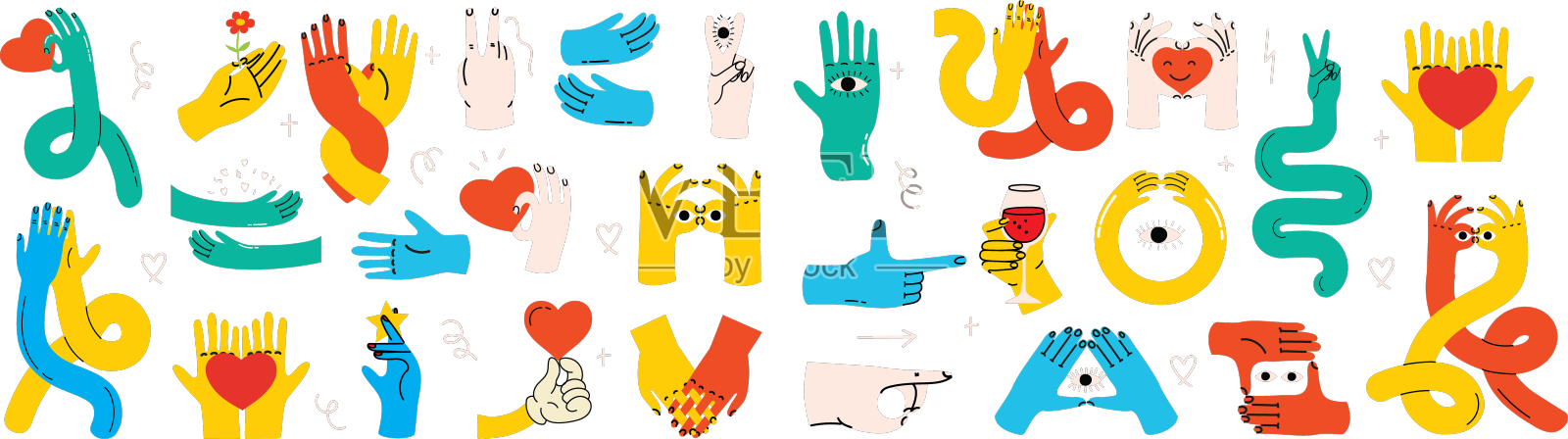 卡通手抽象画漫画手设计元素图片