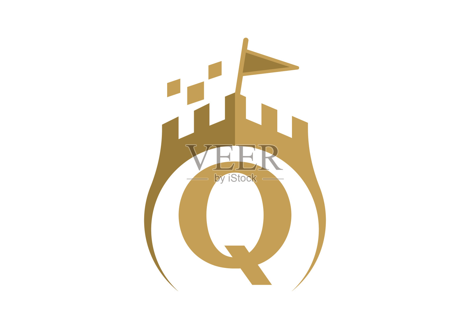 字母Q城堡现代标志设计矢量图插画图片素材