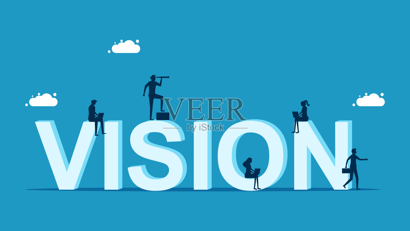 业务目标。领导一个有远见的商业团队插画图片素材