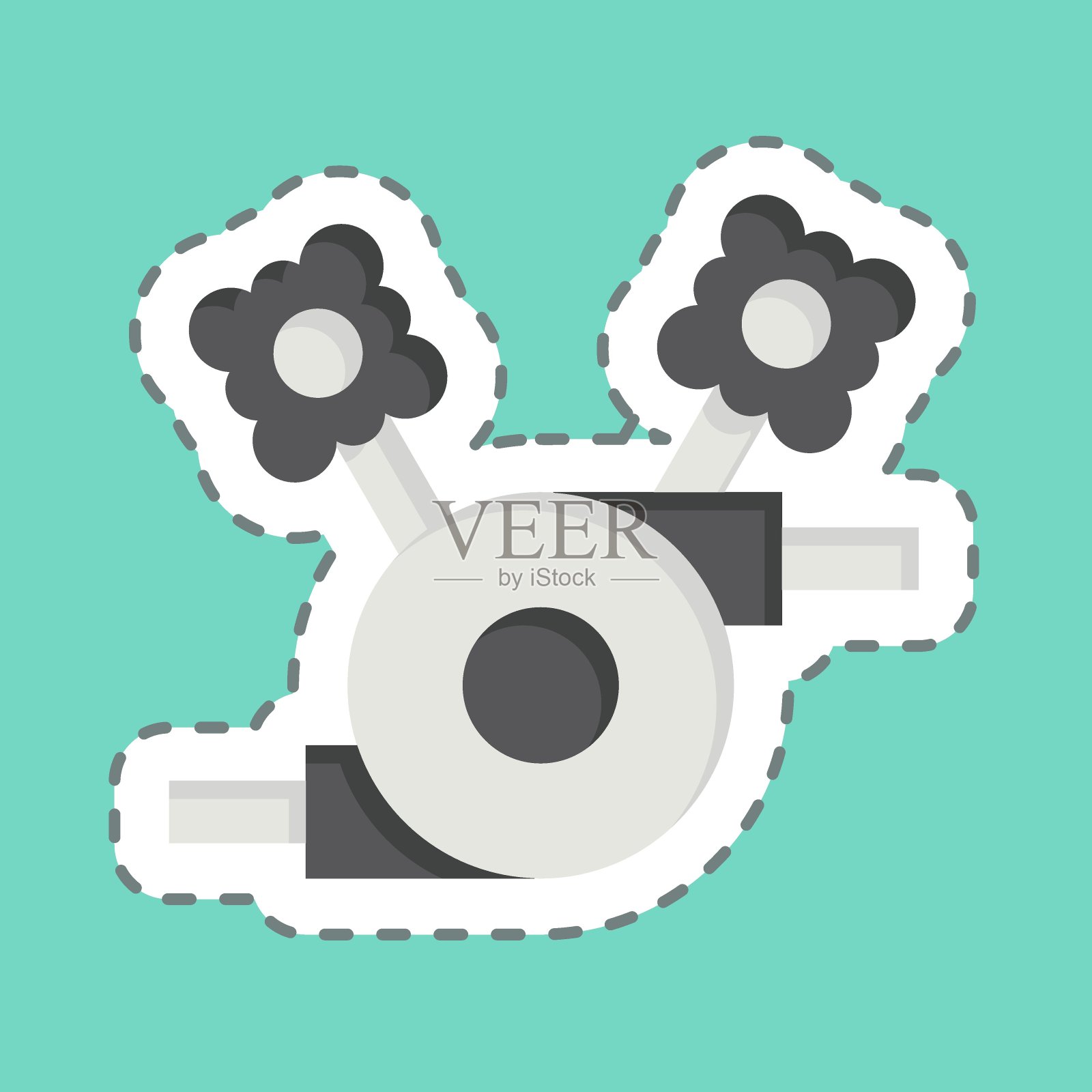 不干胶线切割设备与焊机设备有关的符号。简单的设计可编辑。简单的说明插画图片素材