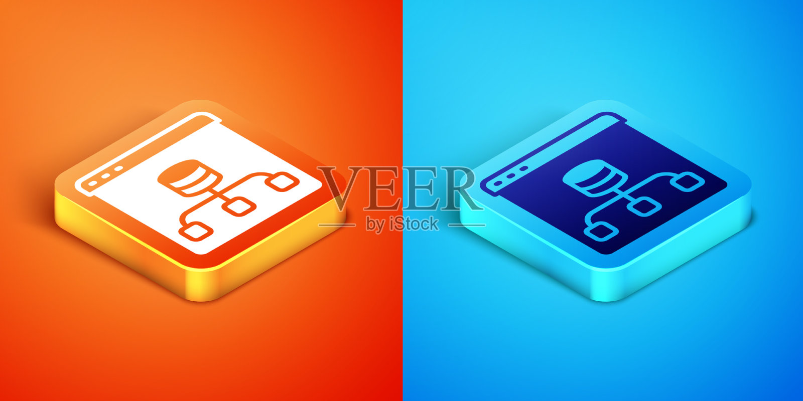 等距服务器数据网络托管图标隔离插画图片素材