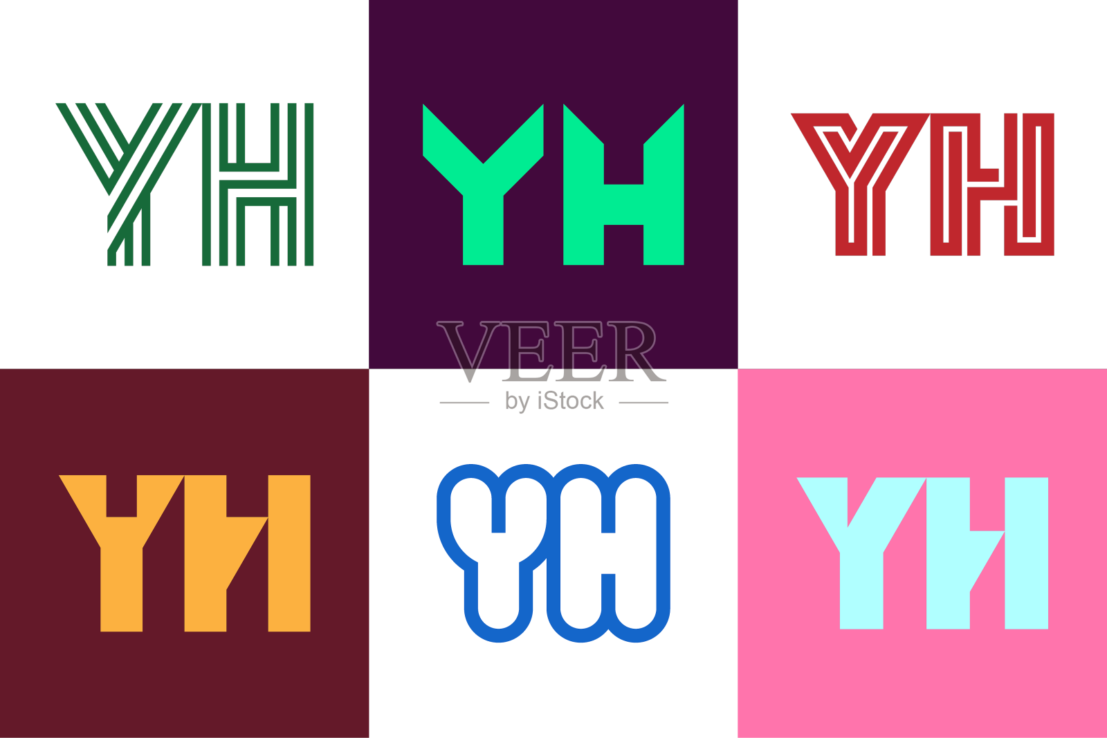 一套字母yh标志设计元素图片
