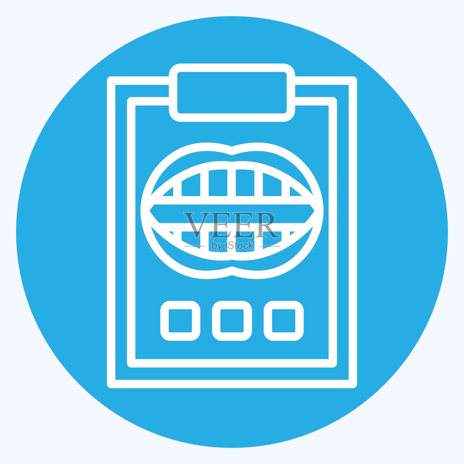 Icon牙科报告。与牙医有关的符号。蓝眼睛的风格。简单的设计可编辑。简单的说明插画图片素材