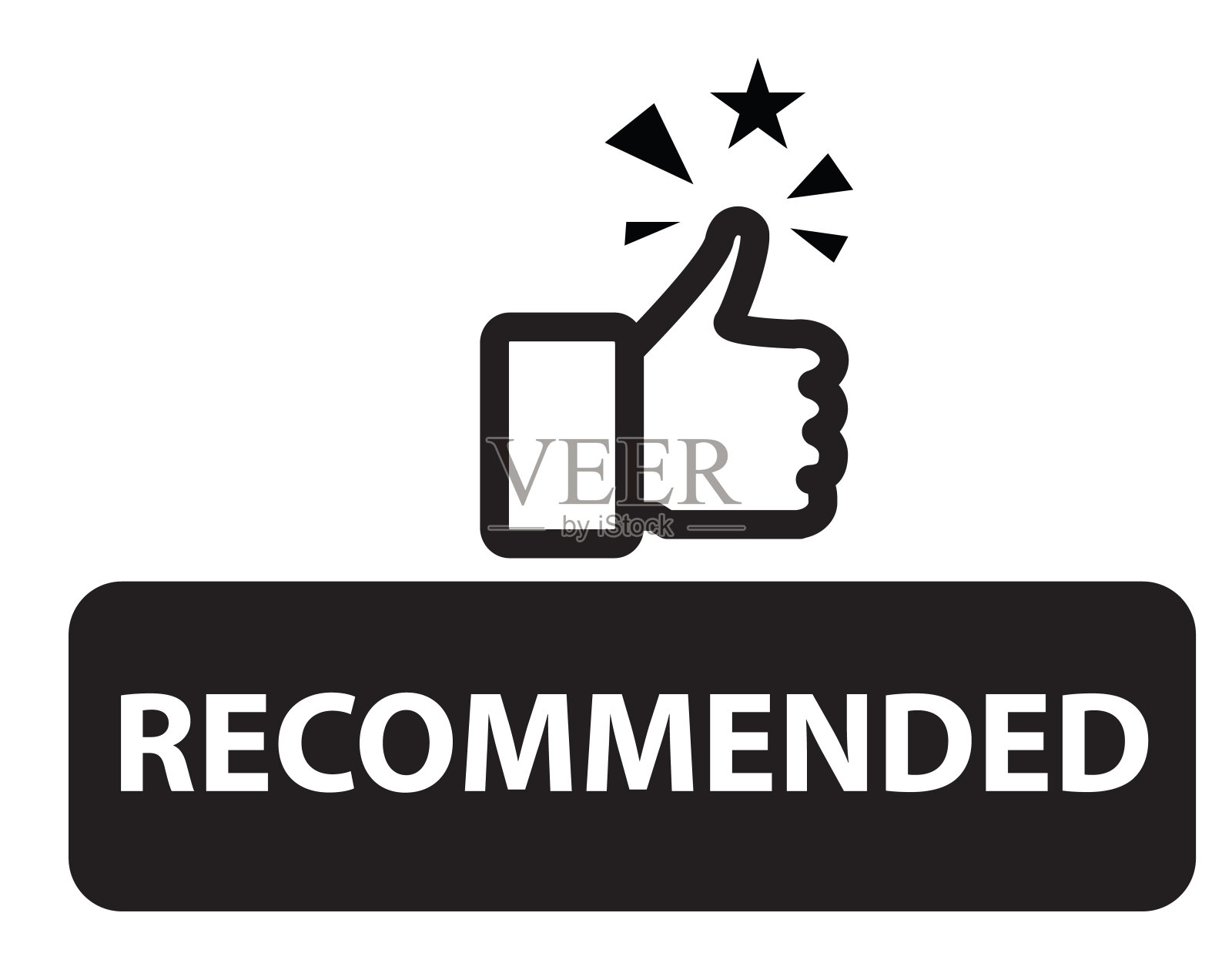 横幅推荐大拇指图标。推荐用于营销设计。推荐用大拇指点赞标签。平的风格。插画图片素材