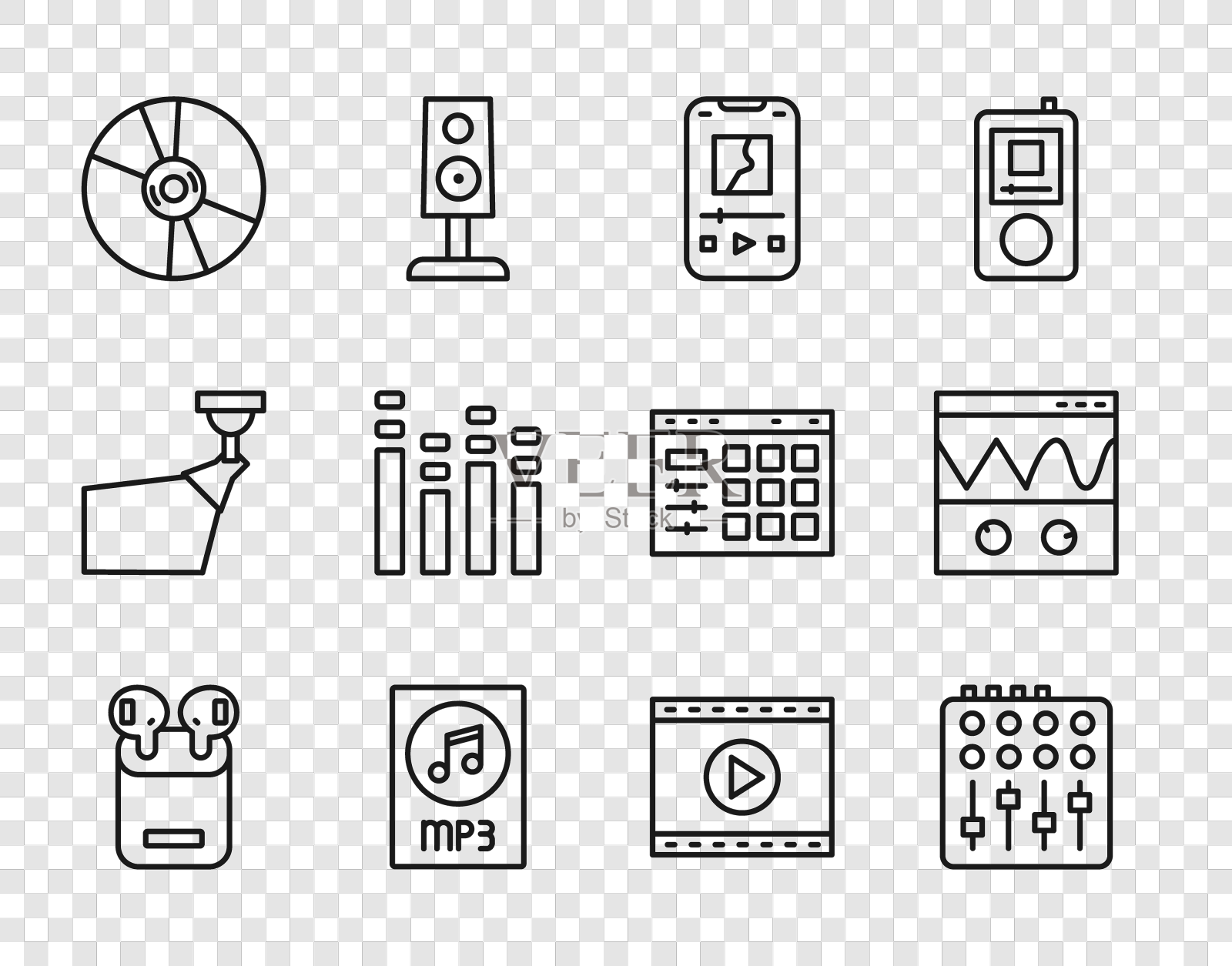 在混音盒中设置线路空气耳机设计元素图片
