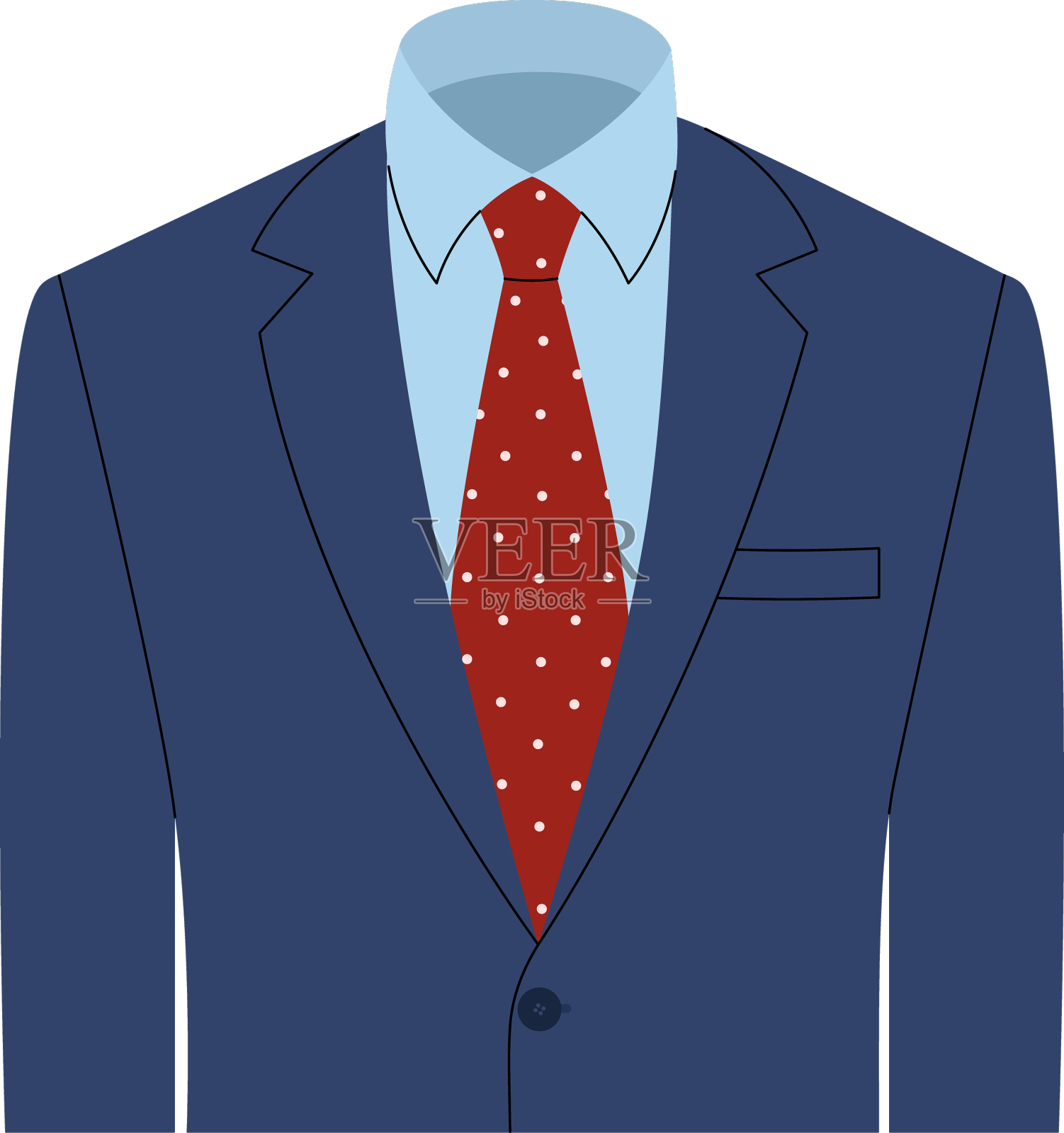 蓝色男士夹克配蓝色衬衫和红色领带设计元素图片