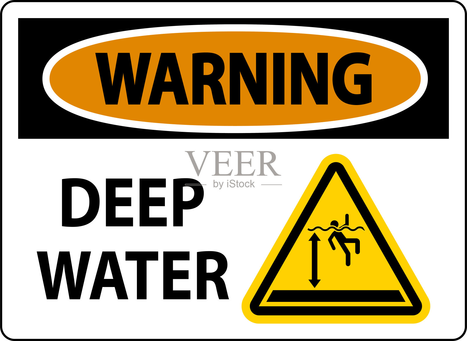 深水警告标志插画图片素材