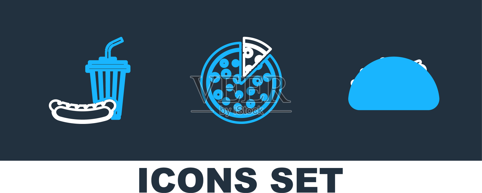 用玉米饼苏打水，热狗和设计元素图片