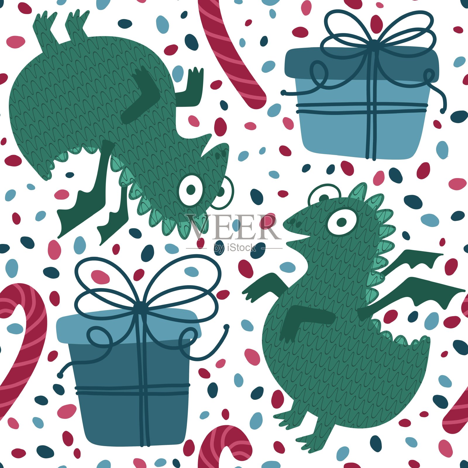 孩子无缝龙恐龙怪物图案织物和纺织品插画图片素材