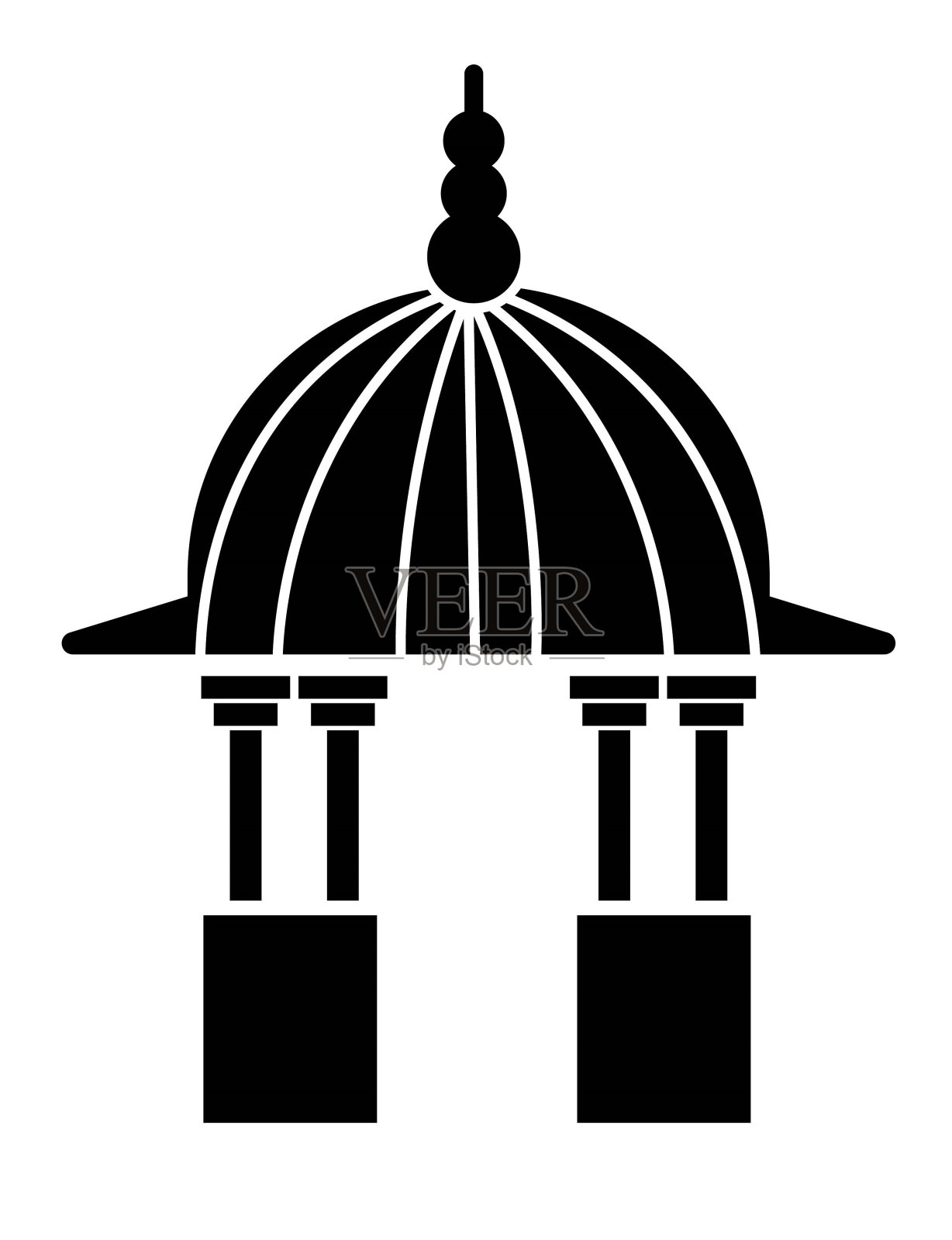 旧建筑图标，矢量最好的平面图标。插画图片素材