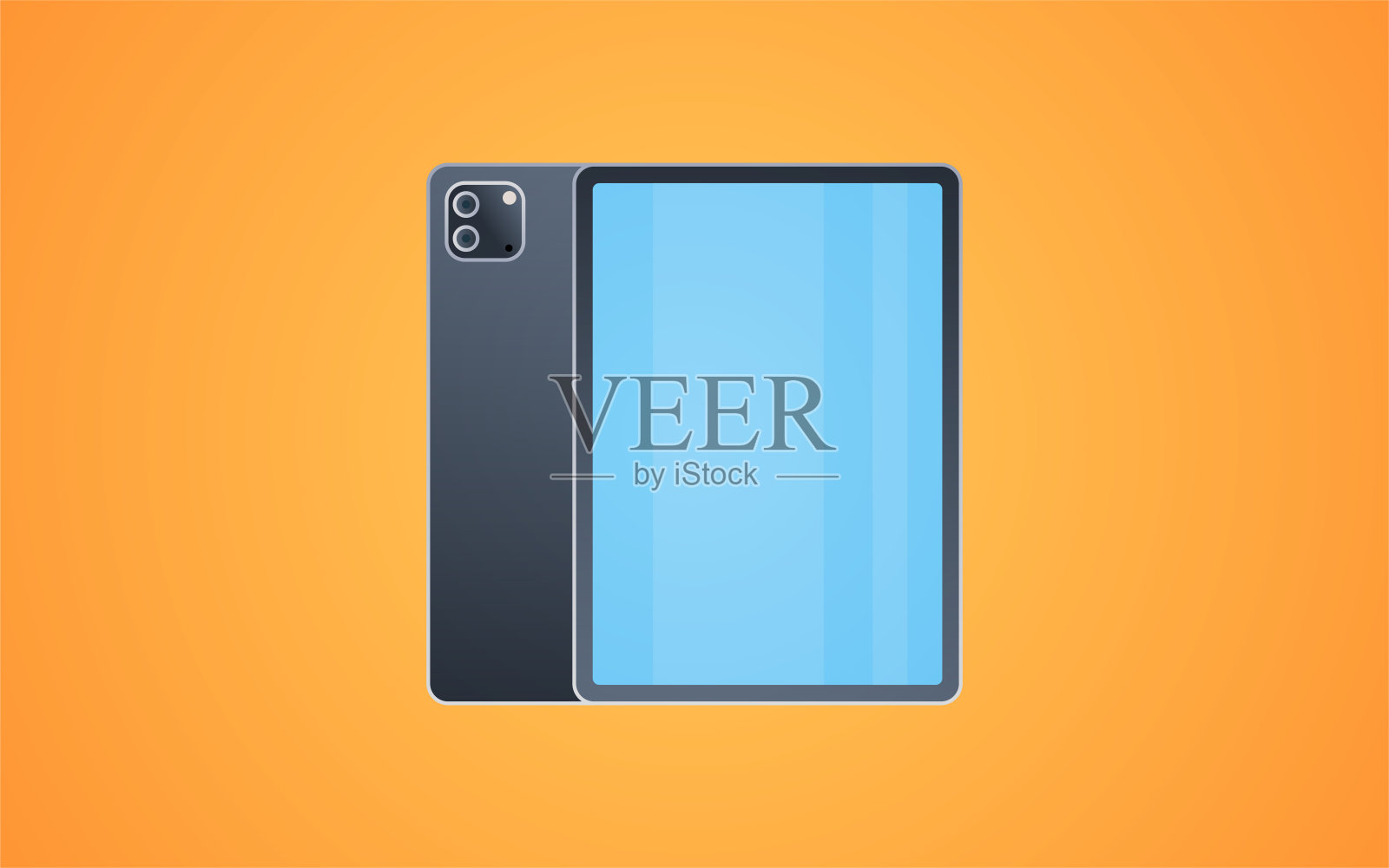 平板电脑的前后视图。插画图片素材