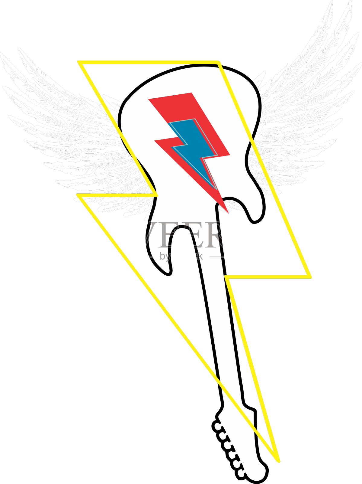 有翼的吉他设计元素图片