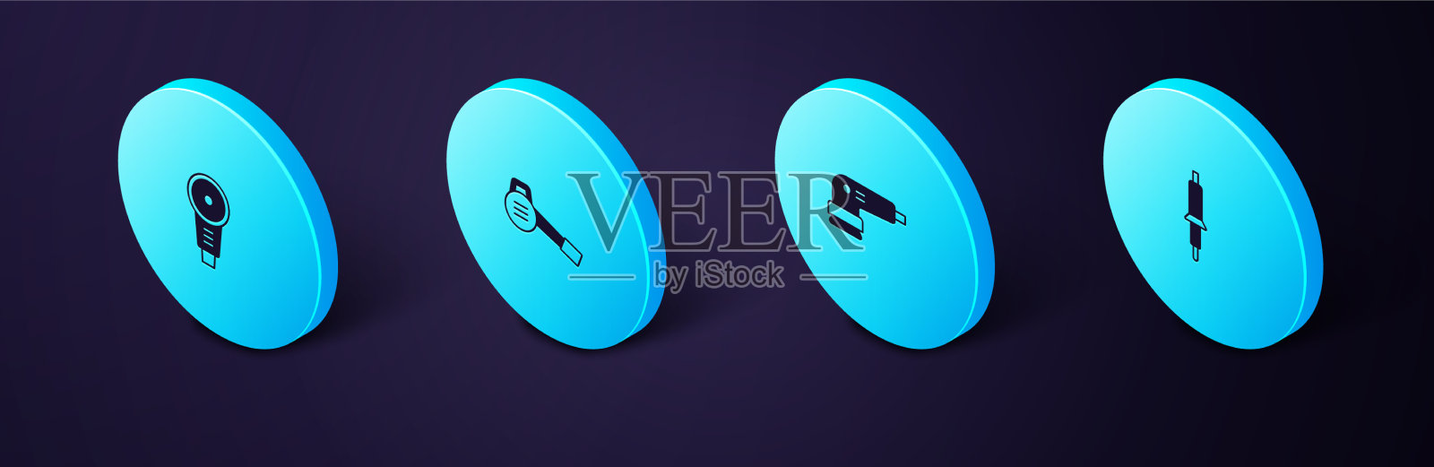 设置等距烙铁电动砂光机插画图片素材