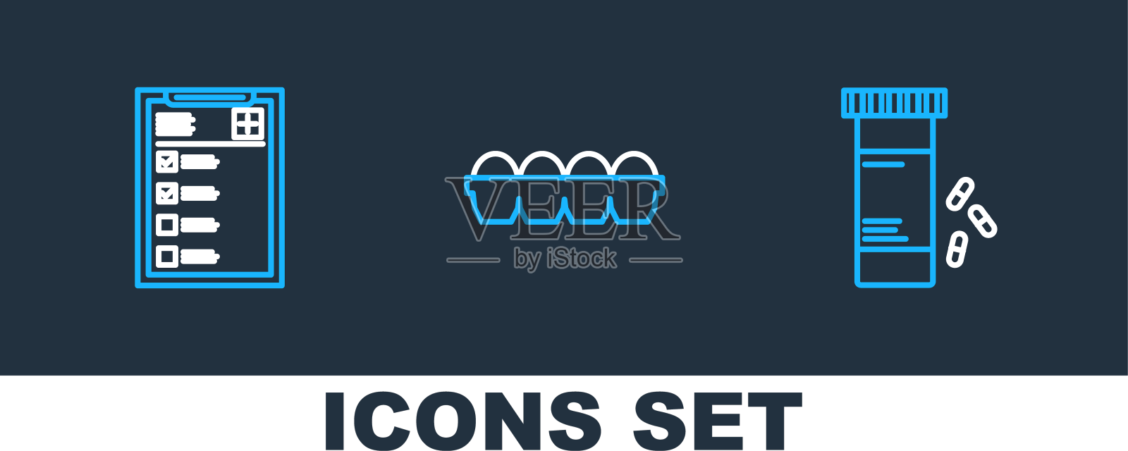 设置线药瓶和药片临床设计元素图片