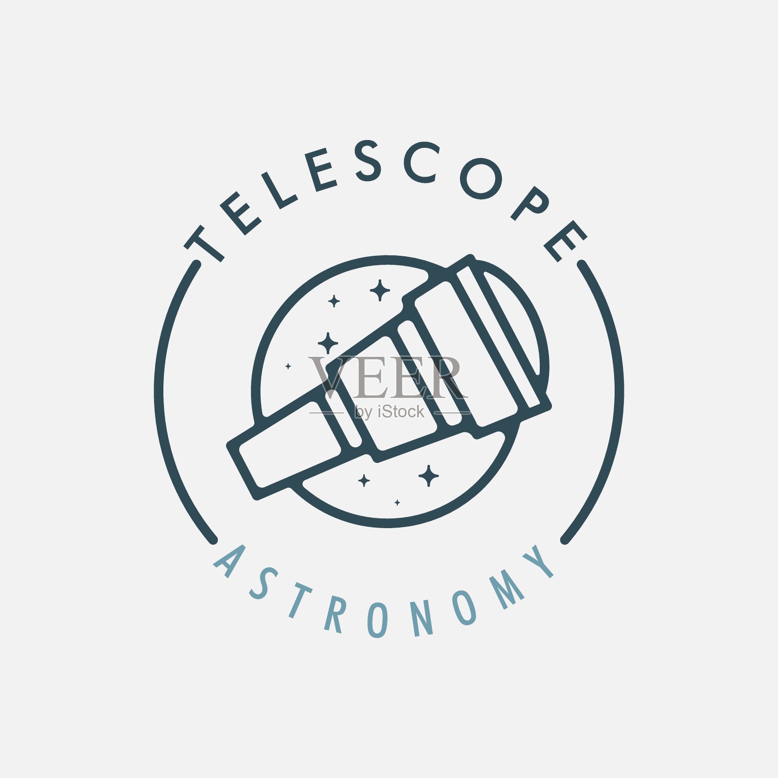 望远镜矢量线艺术与徽章天文学插图模板设计插画图片素材
