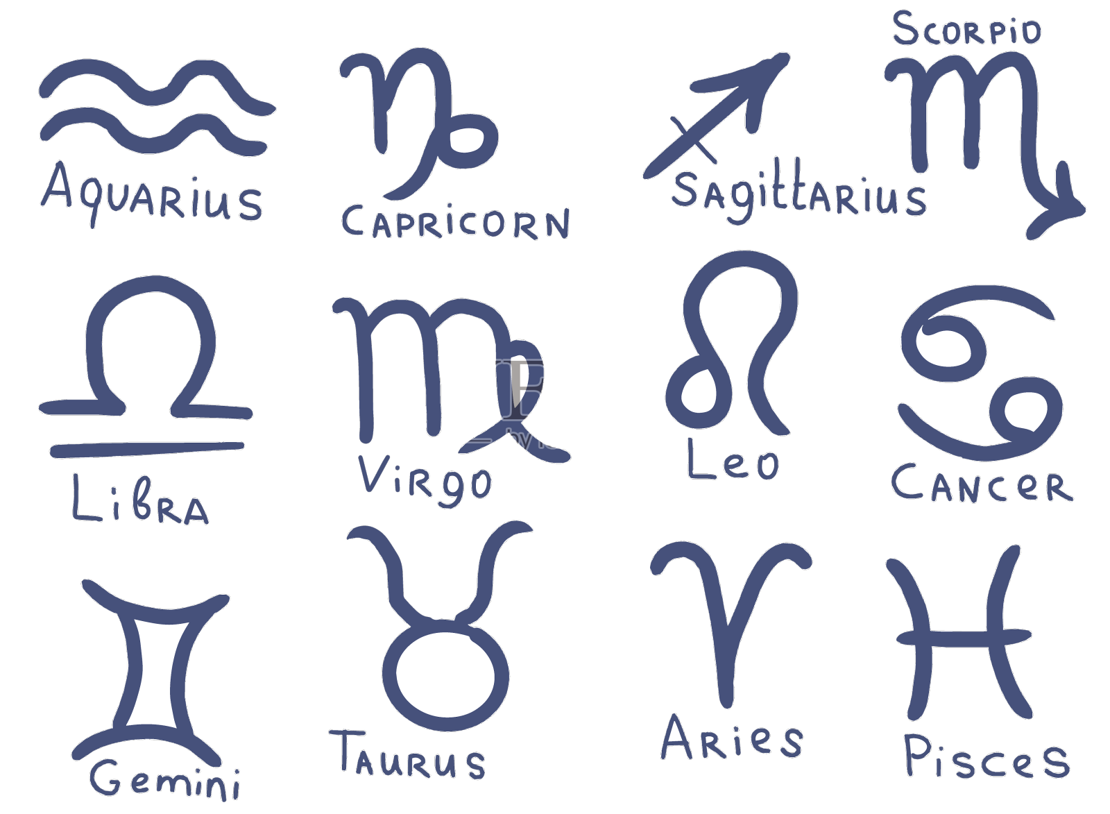 黄道十二宫符号是手绘元素上的一种设计元素图片