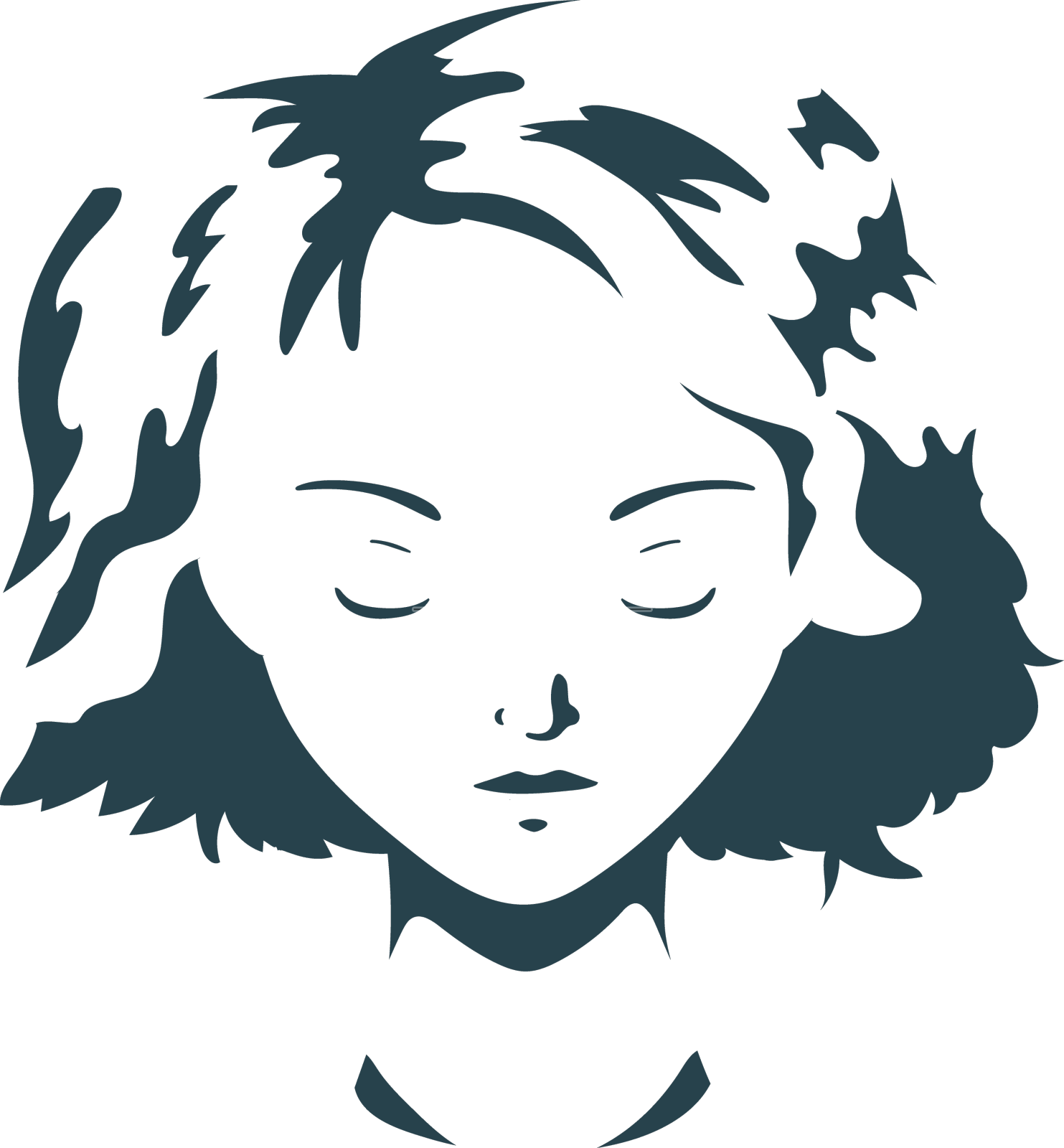 脸女人头发轮廓详细设计元素图片