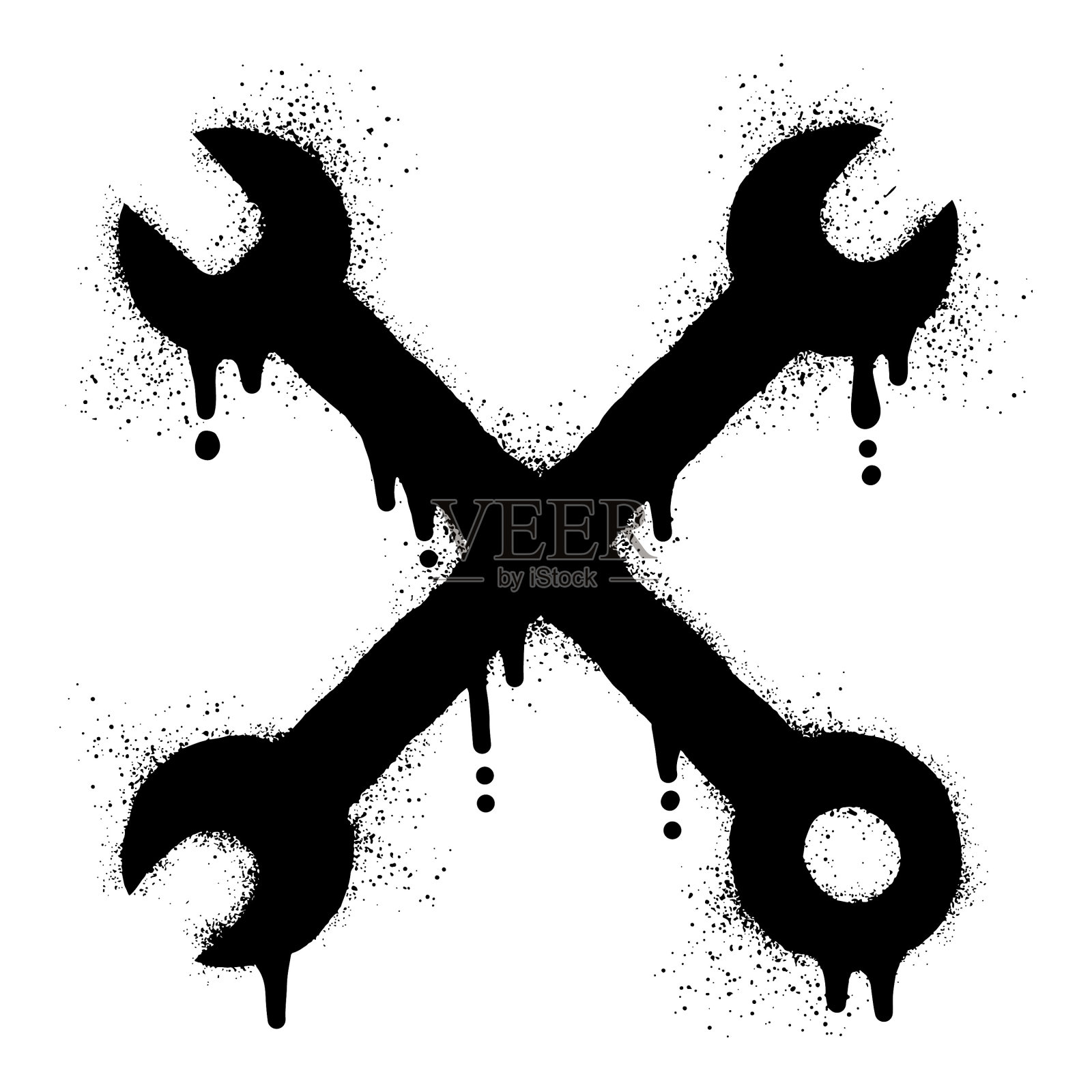 扳手涂鸦用黑色喷漆插画图片素材