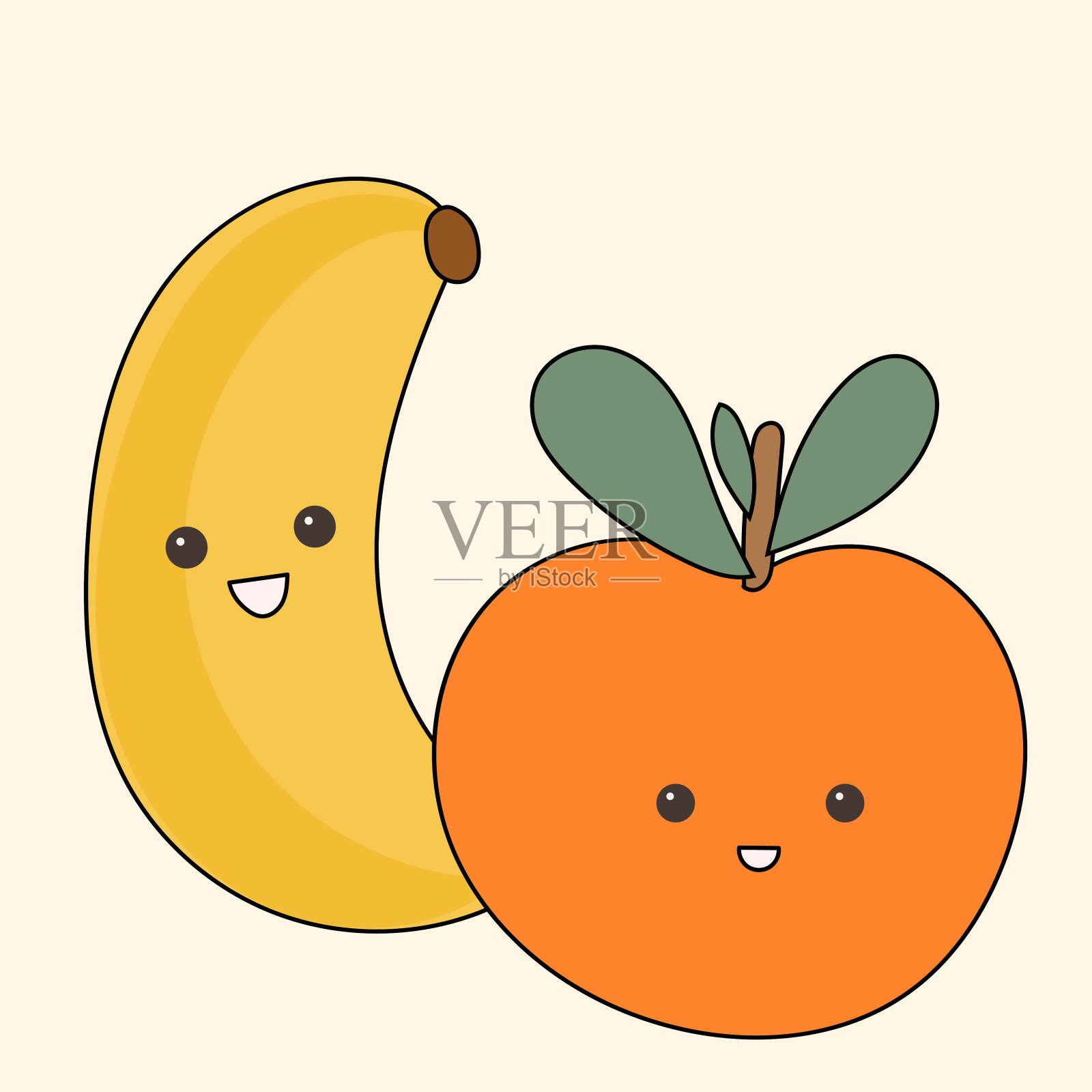 水果轮廓明亮的渐变纹理极简可爱的卡哇伊符号元素图标插画图片素材