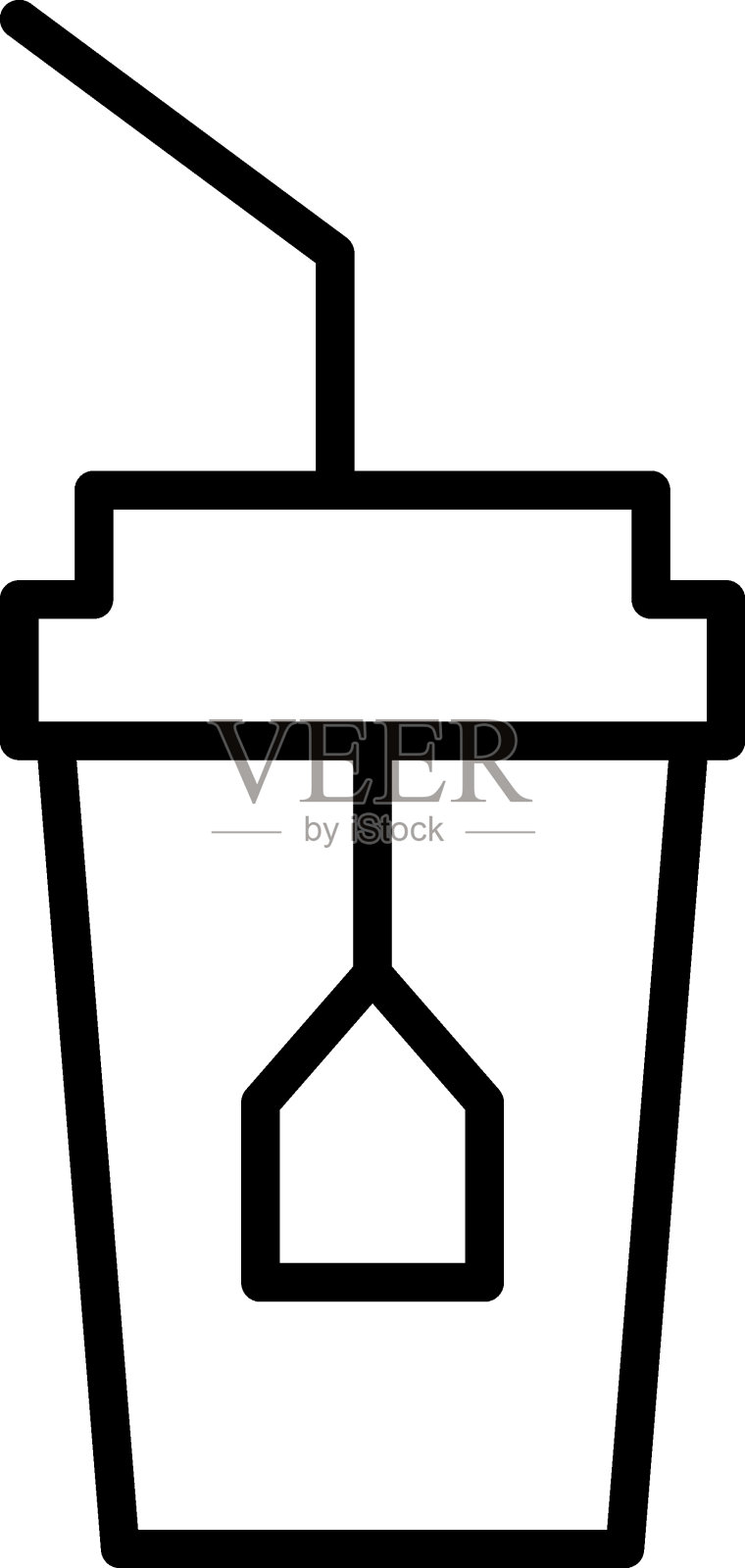 一次性茶杯矢量线标志广告。适用于书店、商店、商铺。可编辑的笔画在极简主义的轮廓风格。设计符号插画图片素材